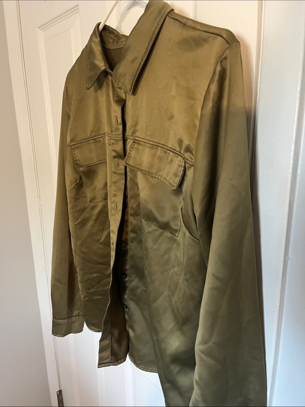 iris Olive button-down, blouse, size large